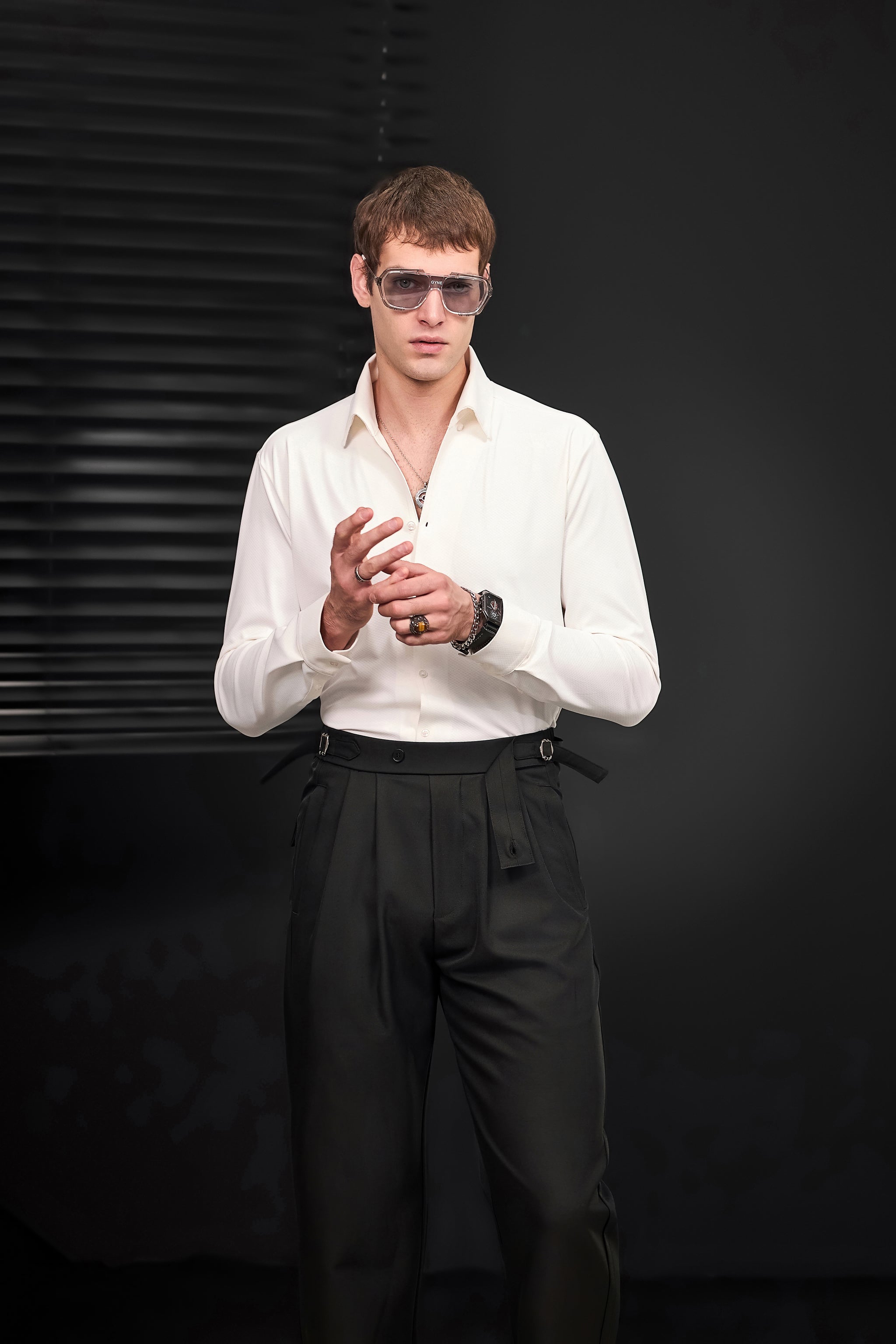 Wellington Side-Tab Trousers BLACK