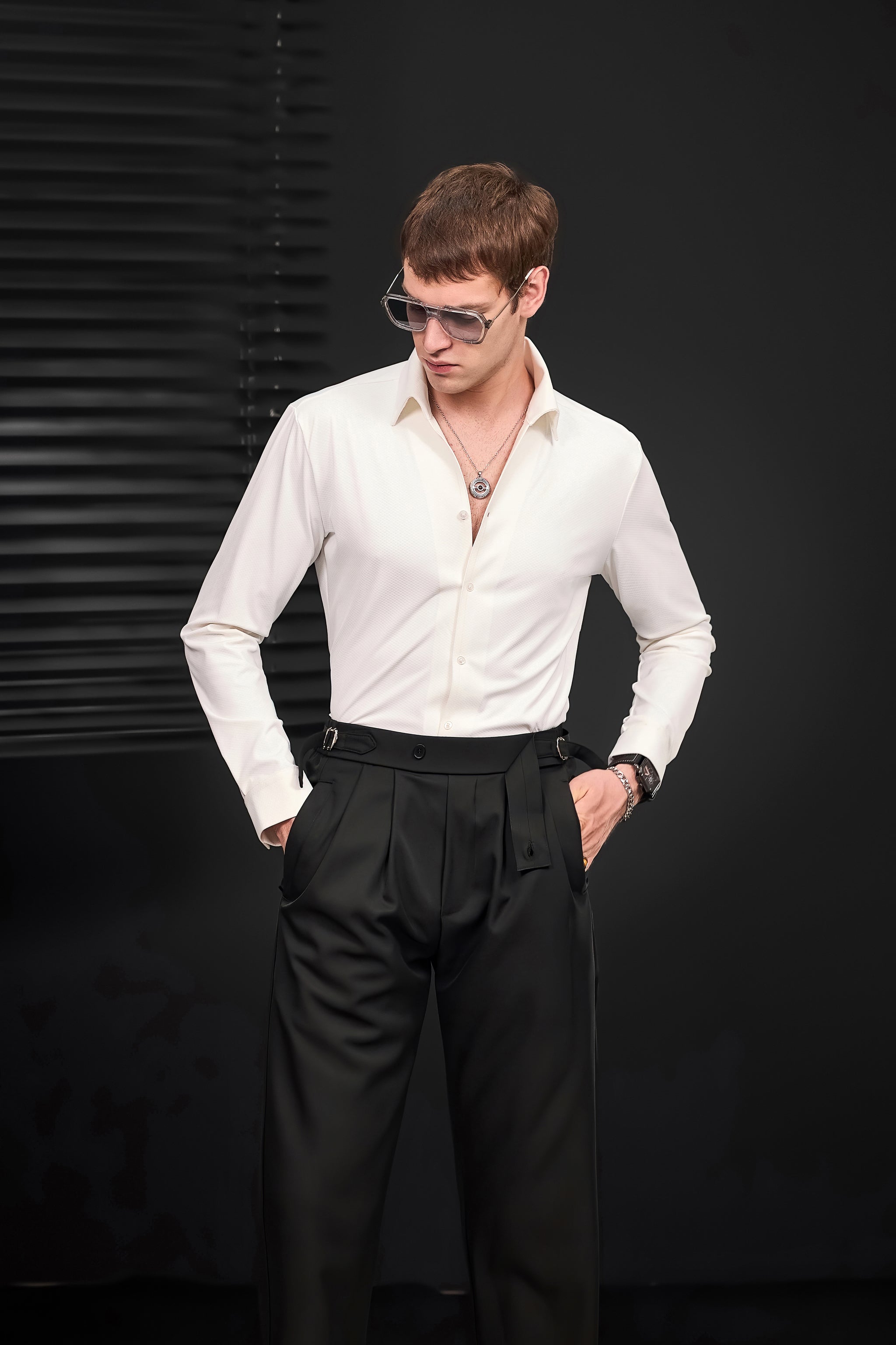 Wellington Side-Tab Trousers BLACK