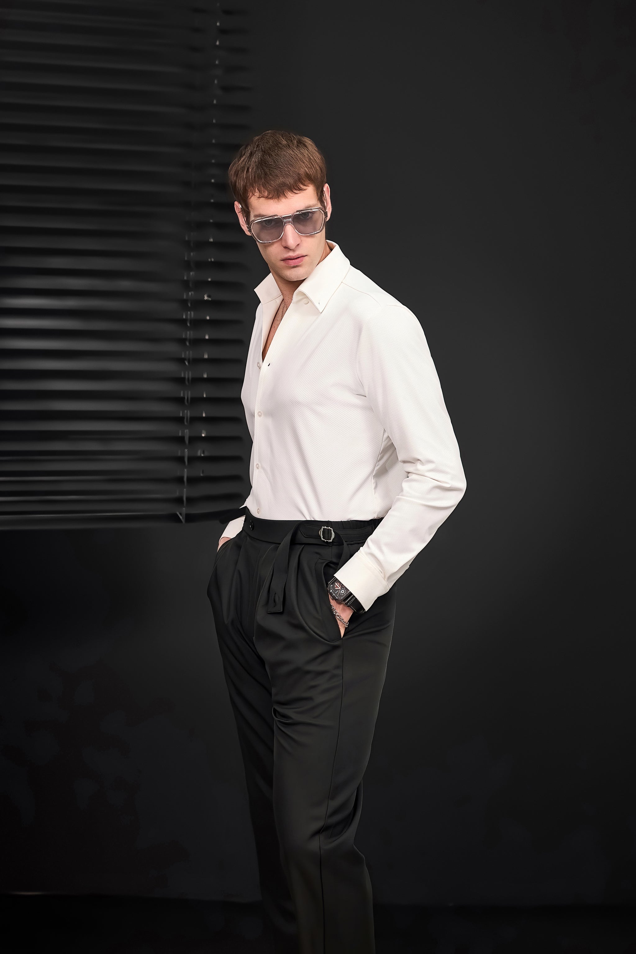 Wellington Side-Tab Trousers BLACK