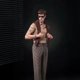 Kingsley Side-Tab Trousers BROWN