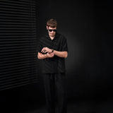 Barocco Loft Men's Textured Shirt & Pants Set - Black