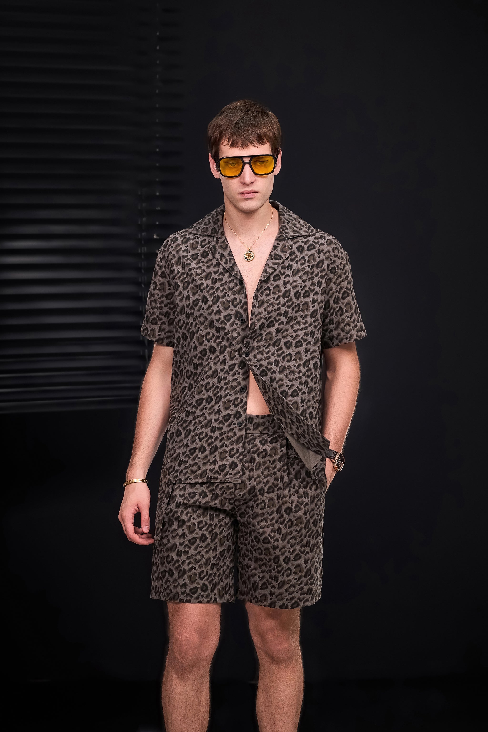 Arden Camp Collar Shirt GREY