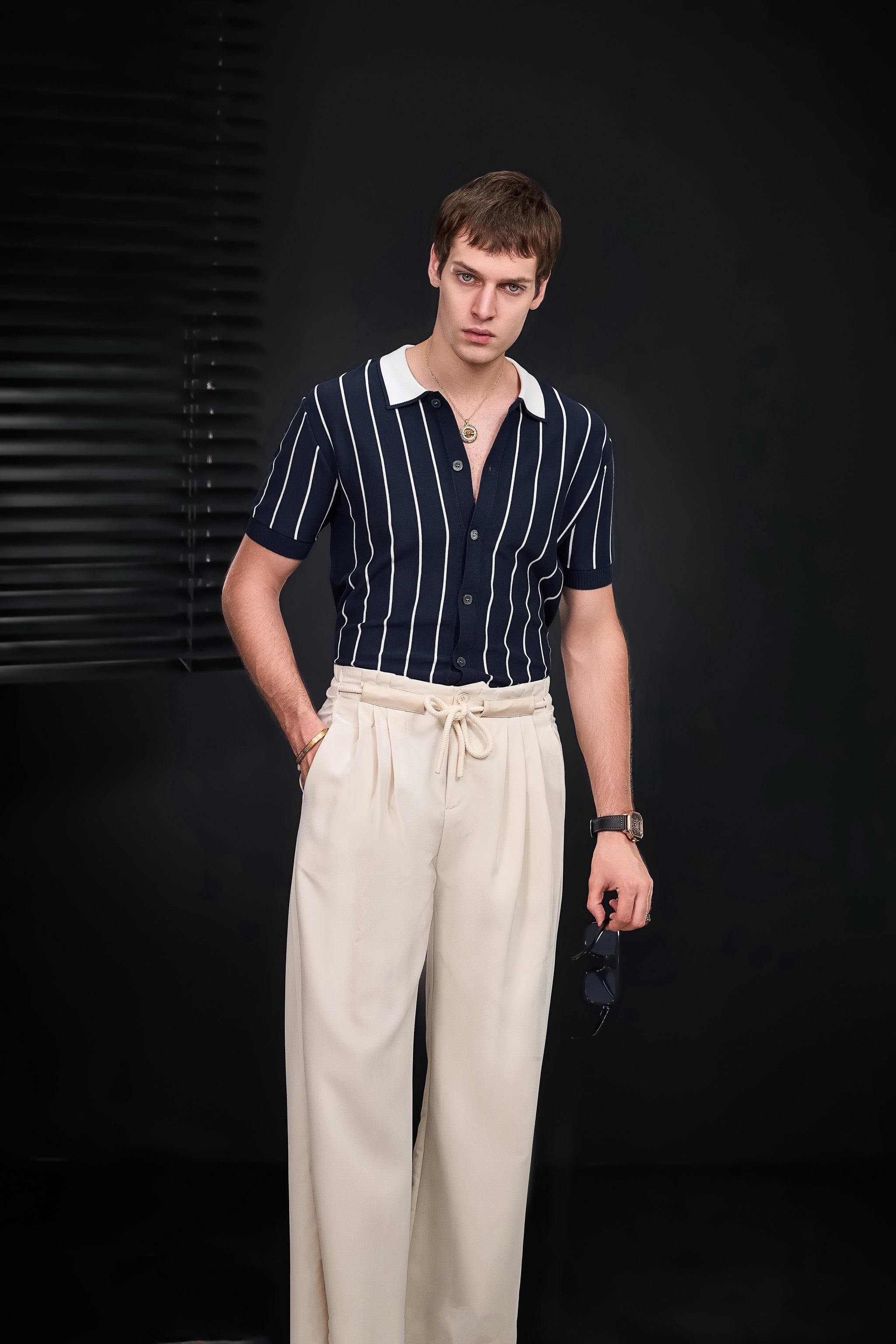 ModStripe Knit Shirt NAVY/WHITE