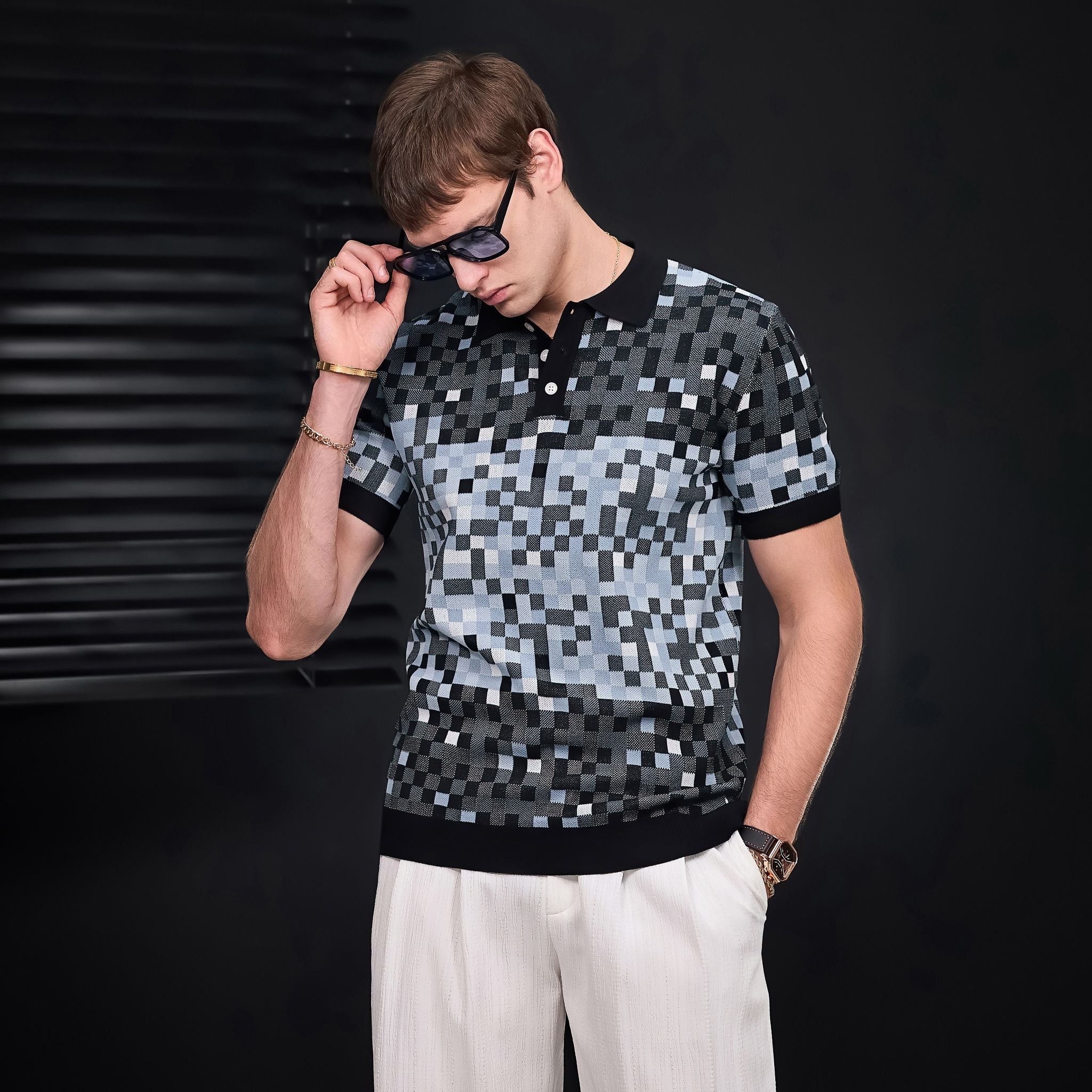 Pixel Fade Polo BLACK