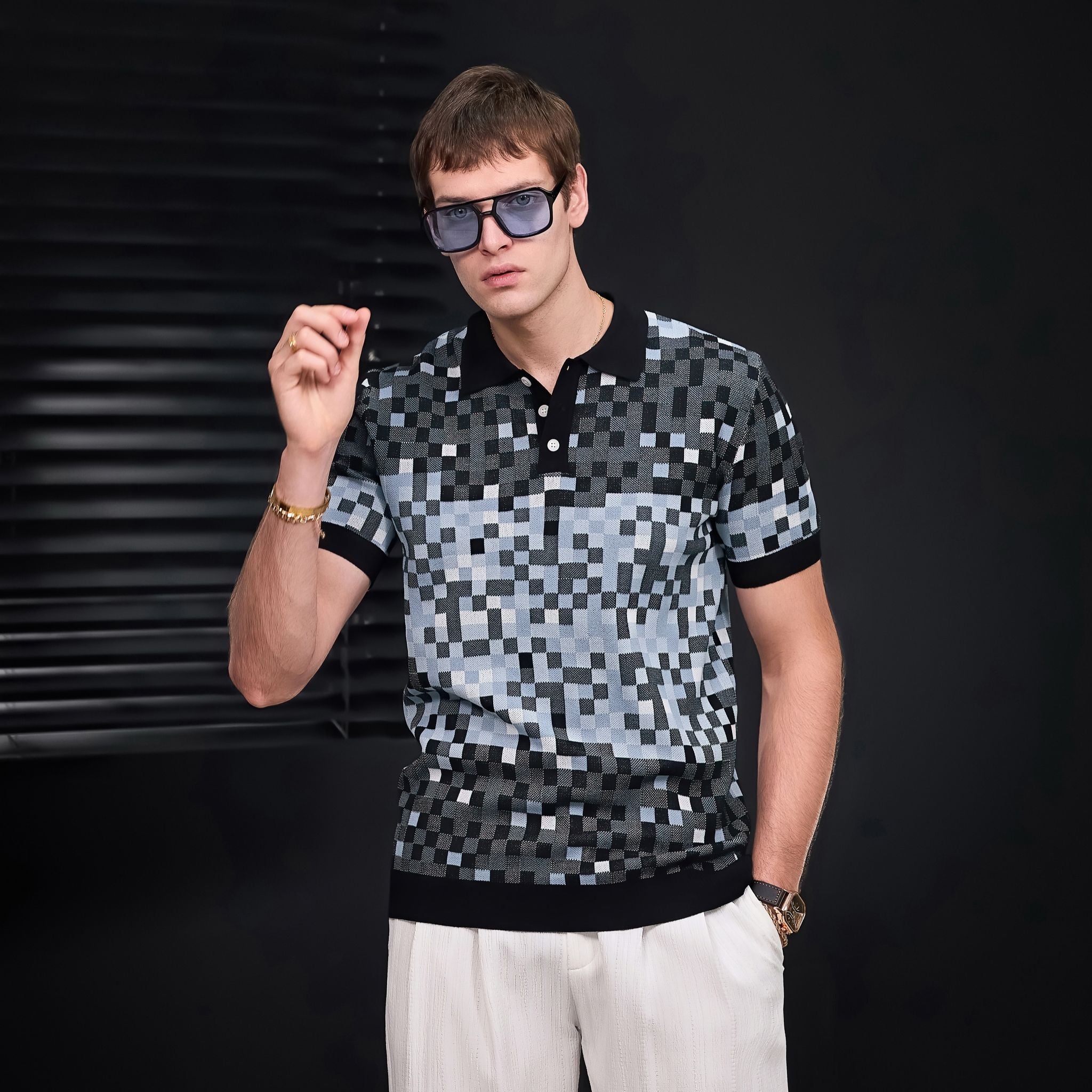Pixel Fade Polo BLACK