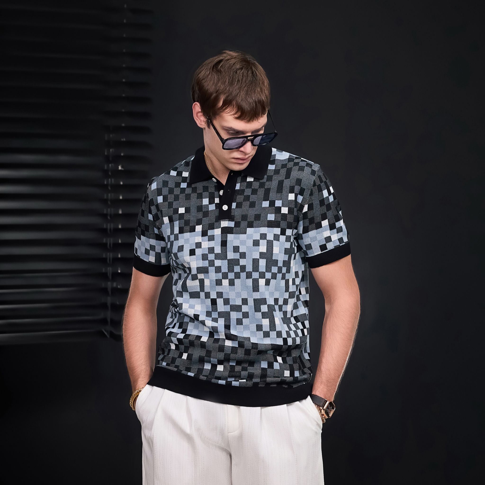 Pixel Fade Polo BLACK