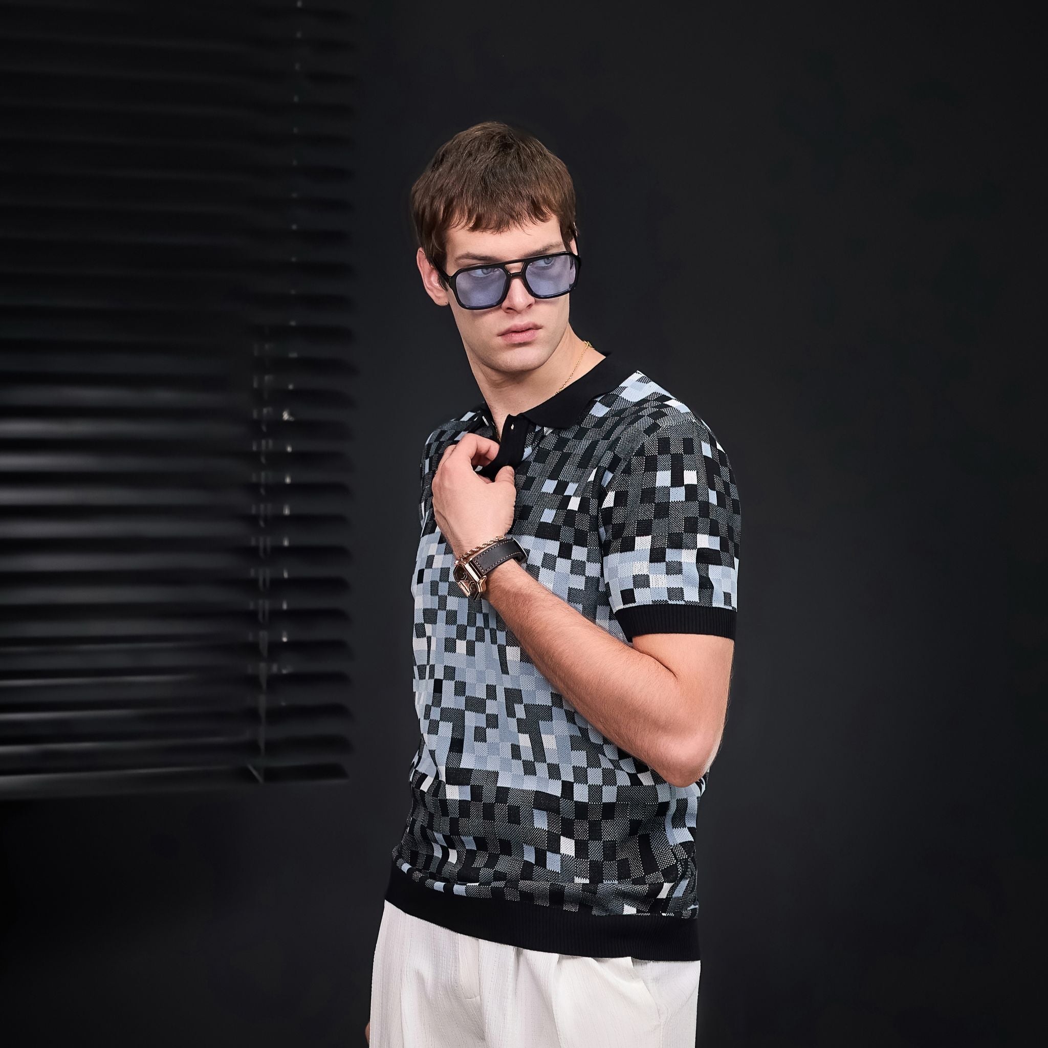 Pixel Fade Polo BLACK