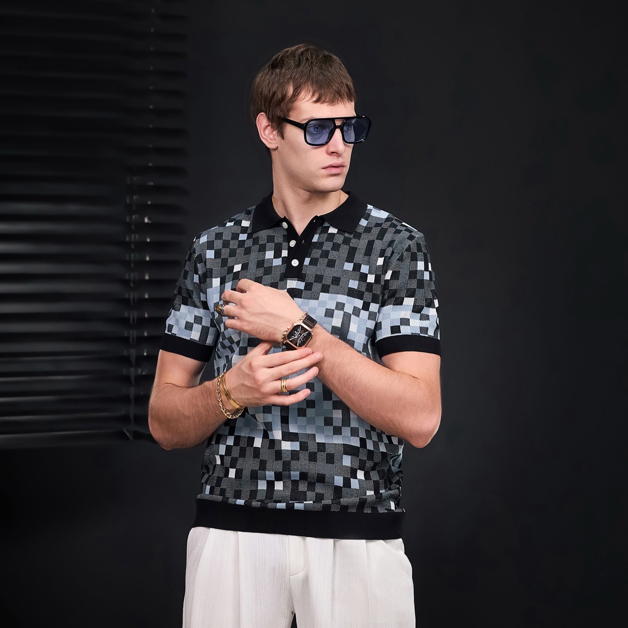 Pixel Fade Polo BLACK