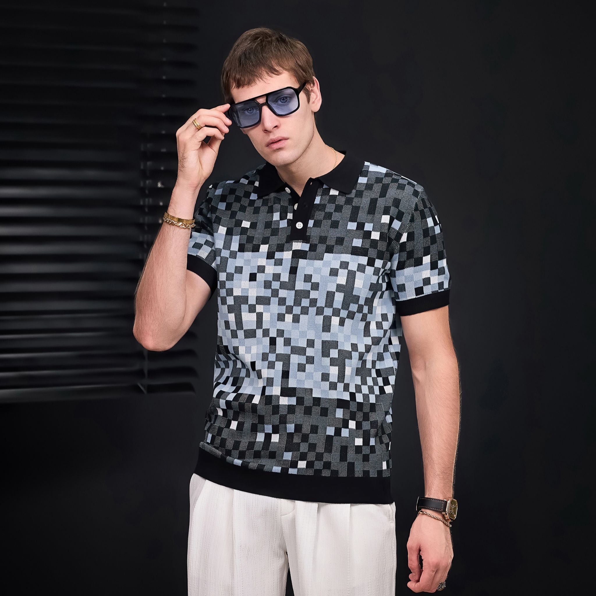 Pixel Fade Polo BLACK