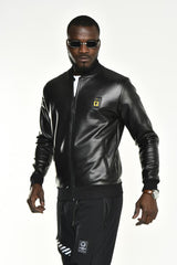 Men’s Black Textured Short Fall Jacket – Slim Fit | David & Gerenzo | 20652