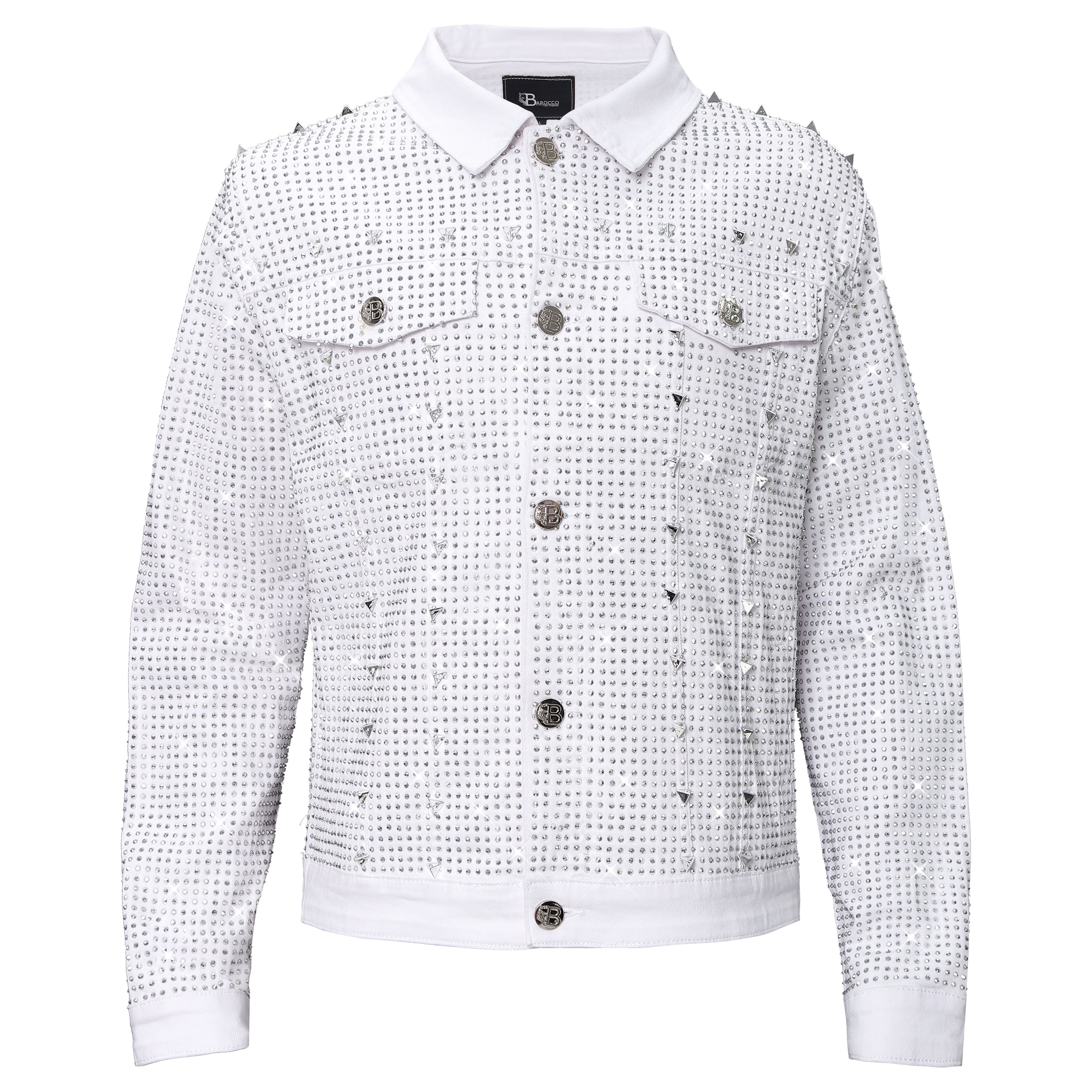 Pure Style WHITE/SILVER Men's Denim Jacket