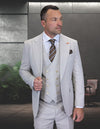 Men’s Ash 3pc suit modern fit Italian Super 200’s wool flat front pants gold buttons STATEMENT SUITS AMIRI