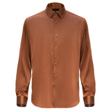 Barocco Luxe Satin Stretch Shirt MOCHA