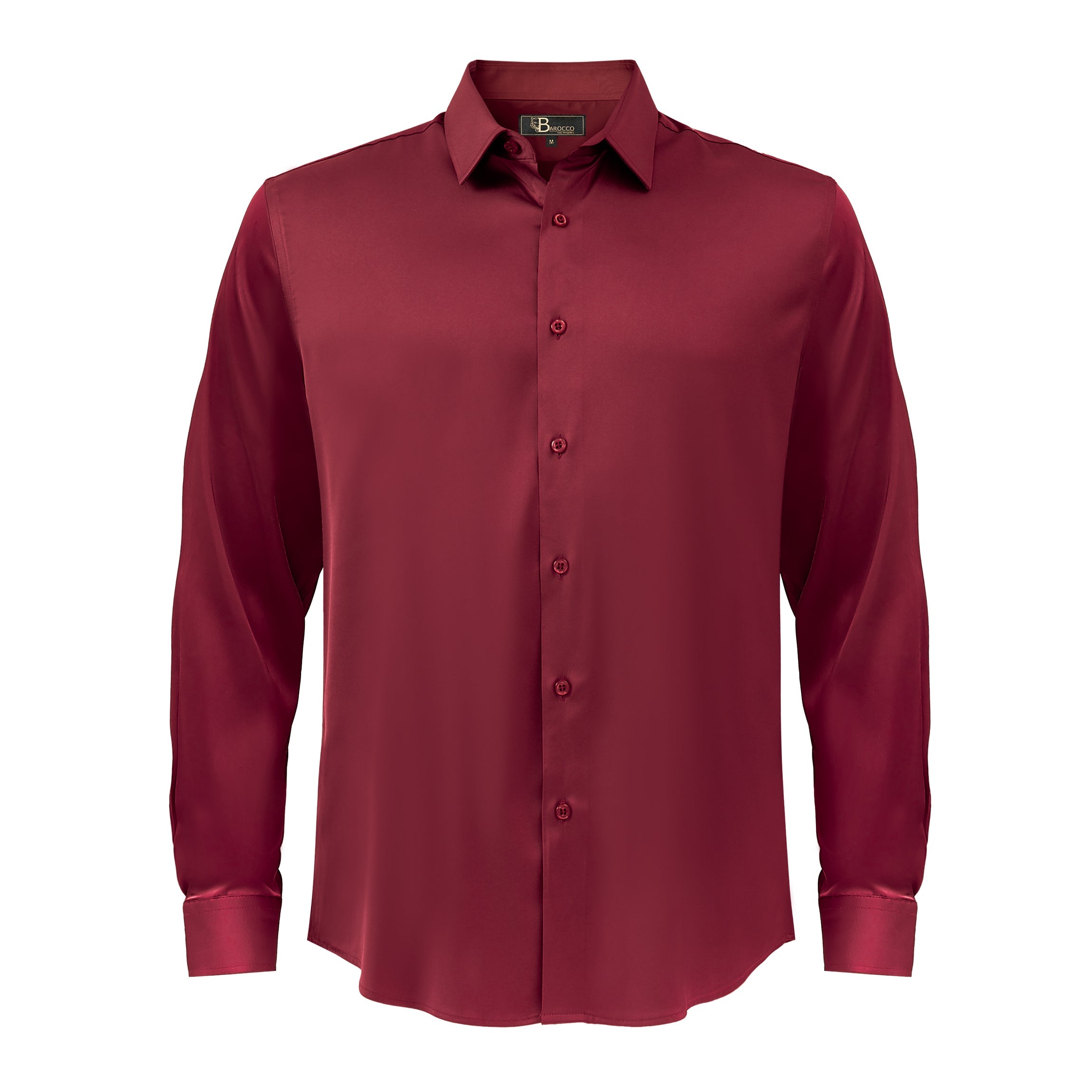 Barocco Luxe Satin Stretch Shirt WINE