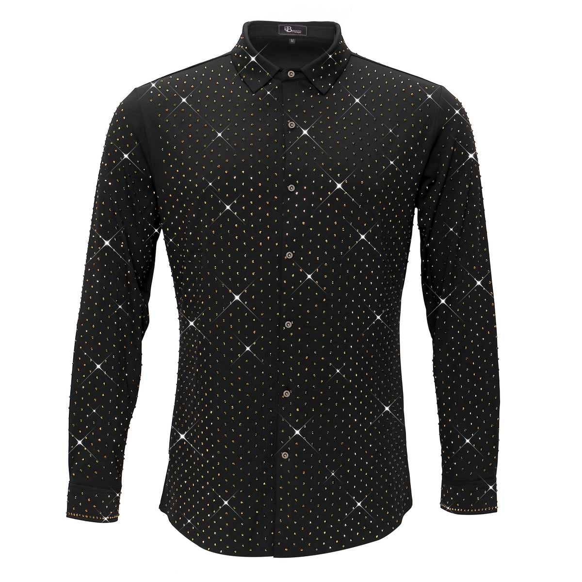 Barocco Downtown Nights Men's 4-Way Stretch Shirt - Black/Gold