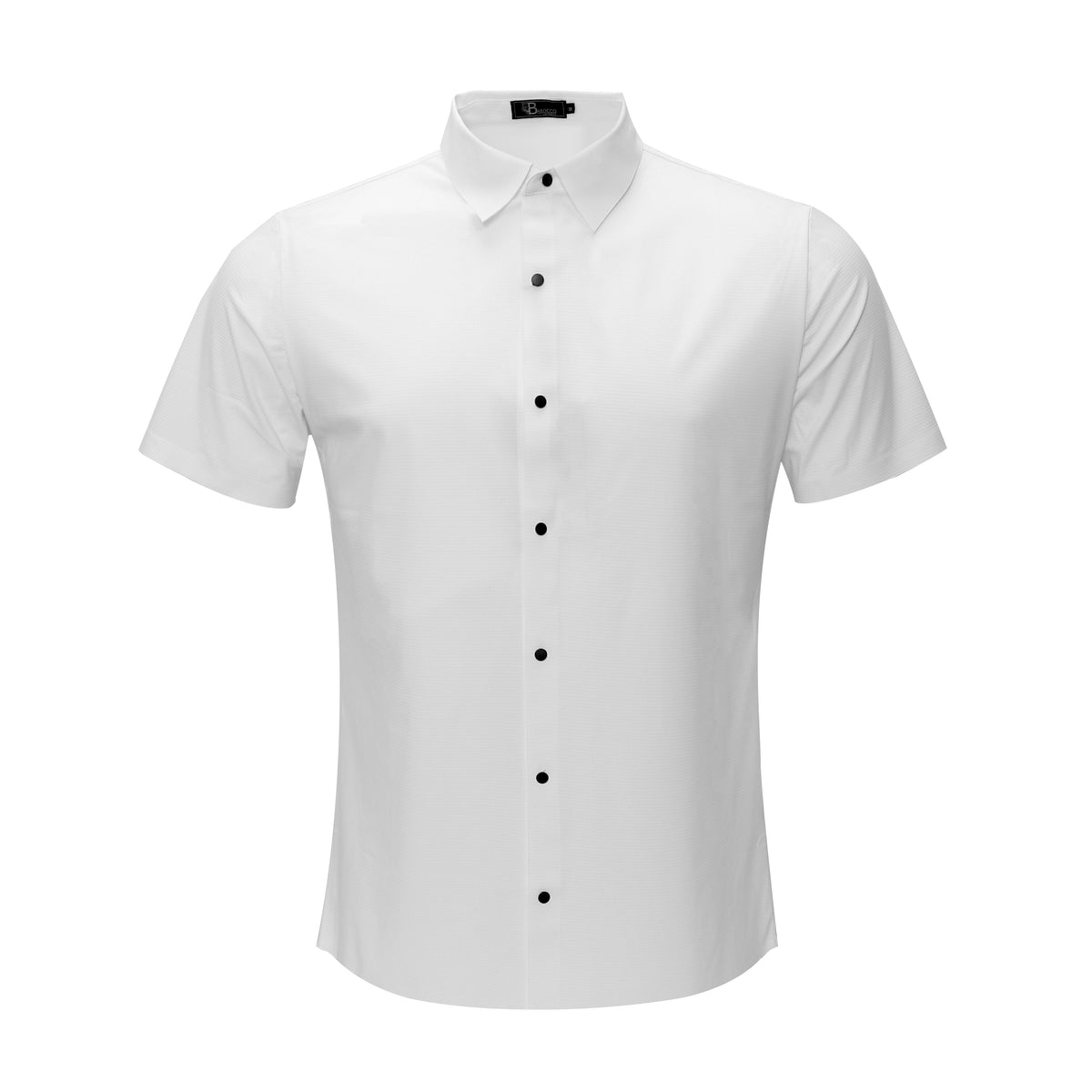 Barocco Soft Whispers Men's 4-Way Stretch Short Sleeve Shirt - White