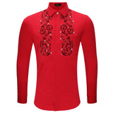 Climbing Heights Rhinestone Button-Up Shirt RED