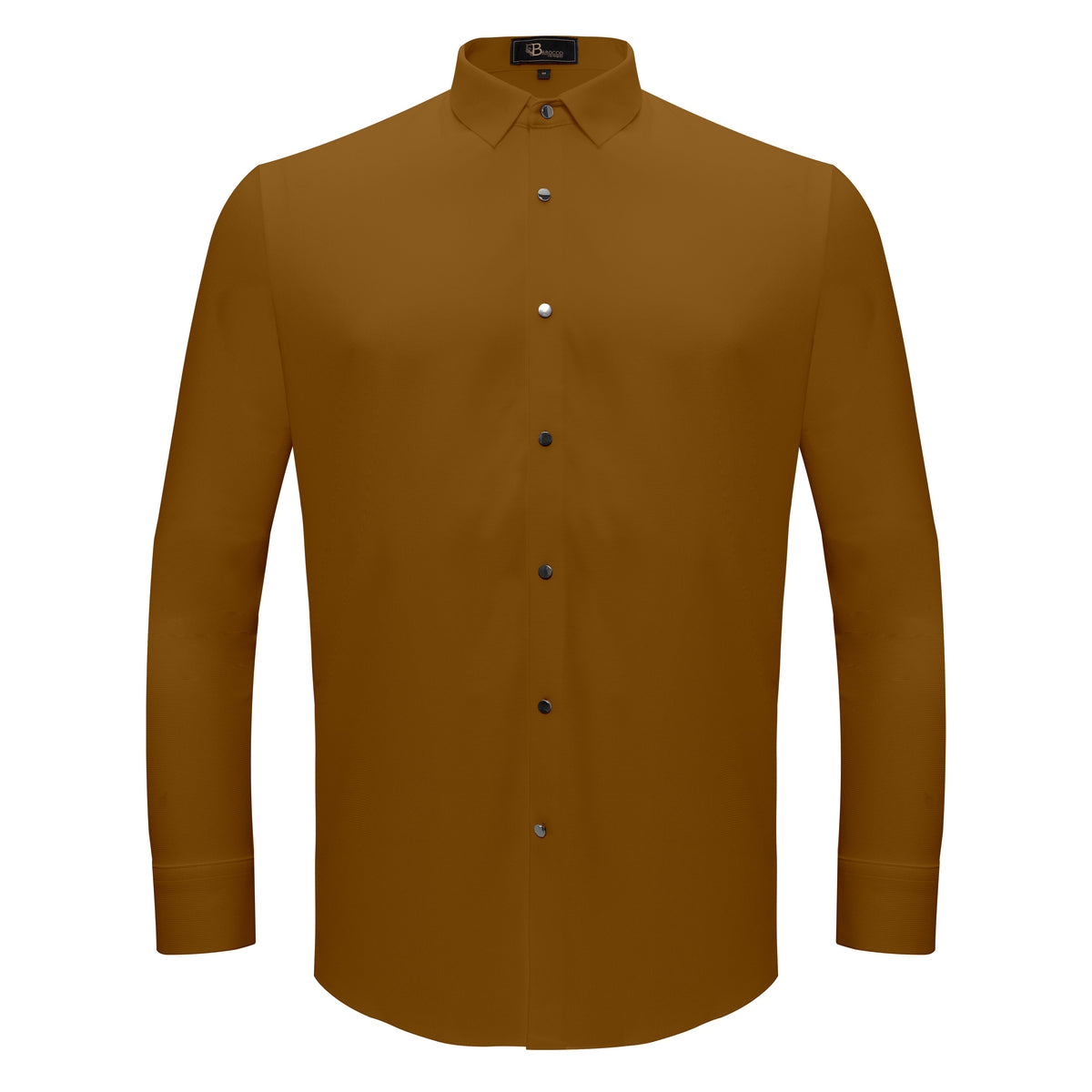 Barocco Silver Sophistication Men's Button-Up Shirt - Khaki