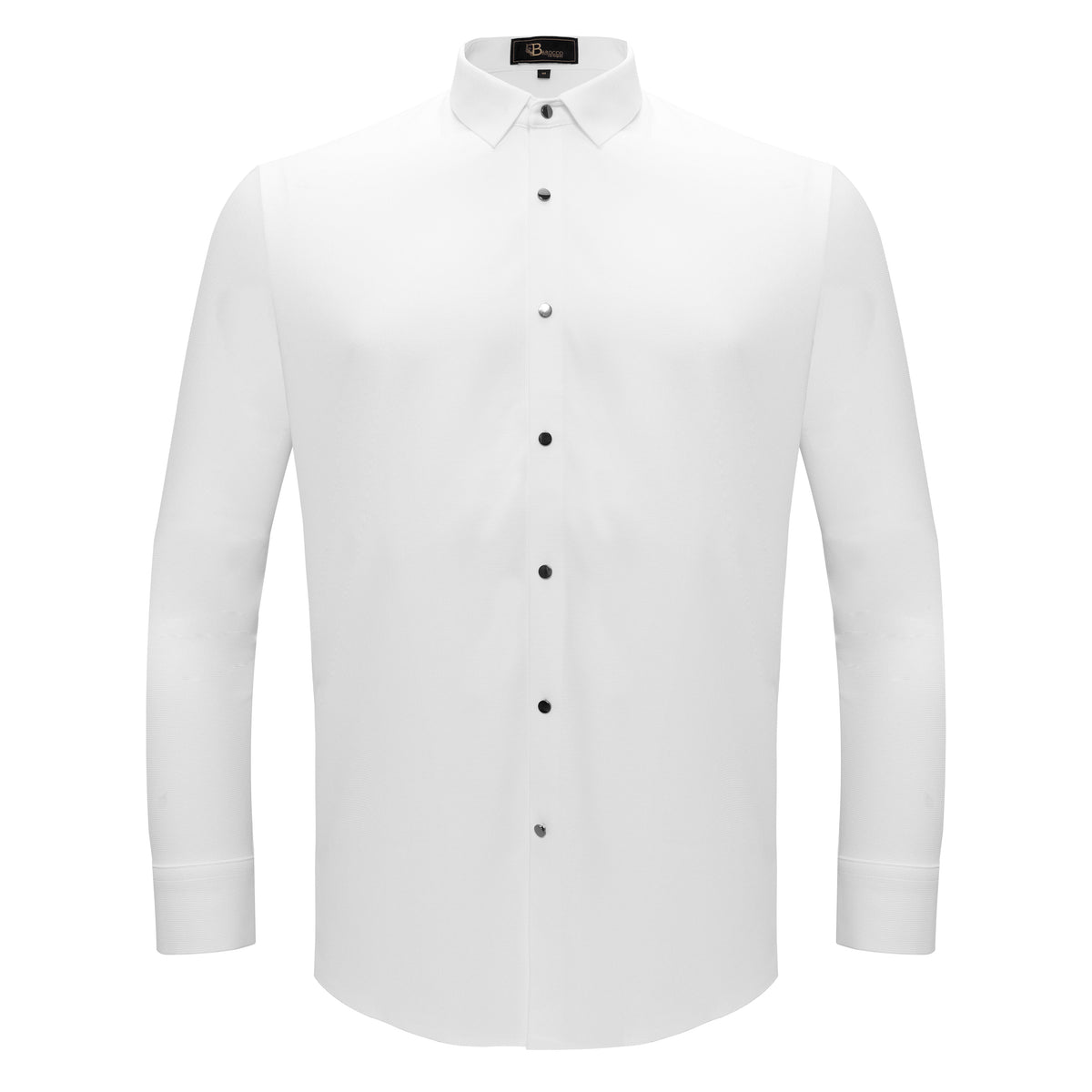 Barocco Silver Sophistication Men's Button-Up Shirt - White