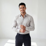 SIGNATURE SATIN STITCHLESS LS Shirt SILVER