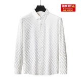 Barocco Optic Tessellation Stitchless Men's Long Sleeve Shirt - Ivory