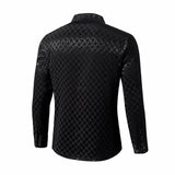 Barocco Optic Tessellation Stitchless Men's Long Sleeve Shirt - Black