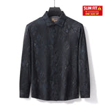 Barocco Shadow Bloom Stitchless Men's Long Sleeve Shirt - Black