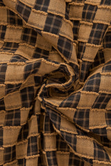 Barocco Textured Grid Men's Long Sleeve Shirt - Khaki