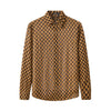Barocco Textured Grid Men's Long Sleeve Shirt - Khaki