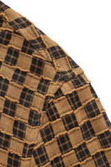Barocco Textured Grid Men's Long Sleeve Shirt - Khaki