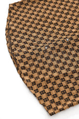 Barocco Textured Grid Men's Long Sleeve Shirt - Khaki