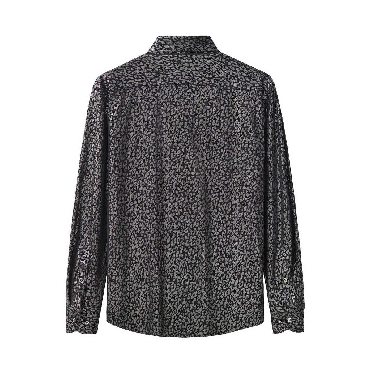 Barocco Tonal Leopard Men's Long Sleeve Shirt - Black