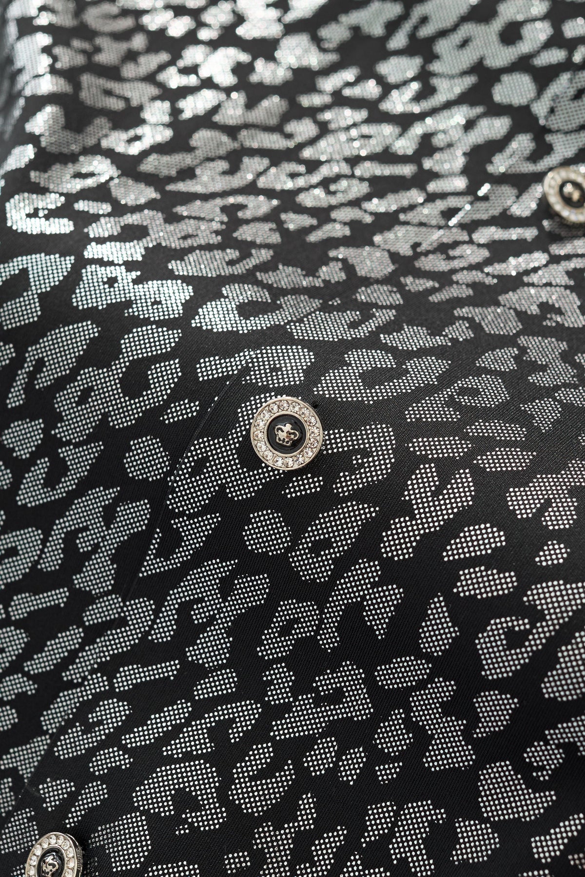 Barocco Tonal Leopard Men's Long Sleeve Shirt - Black