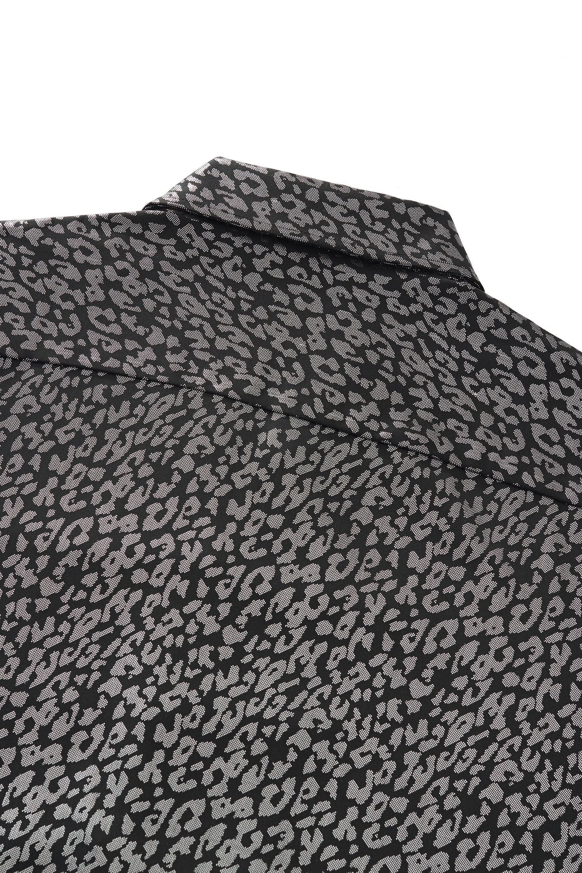 Barocco Tonal Leopard Men's Long Sleeve Shirt - Black