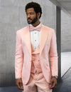 Men’s Blush solid 3pc fancy tuxedo tailored fit double-breasted vest matching bow-tie STATEMENT SUITS BELAGIO13