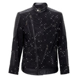 Midnight Spark PU Leather Moto Jacket BLACK/BLACK