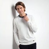 Halo Contrast Collar Knit LS WHITE