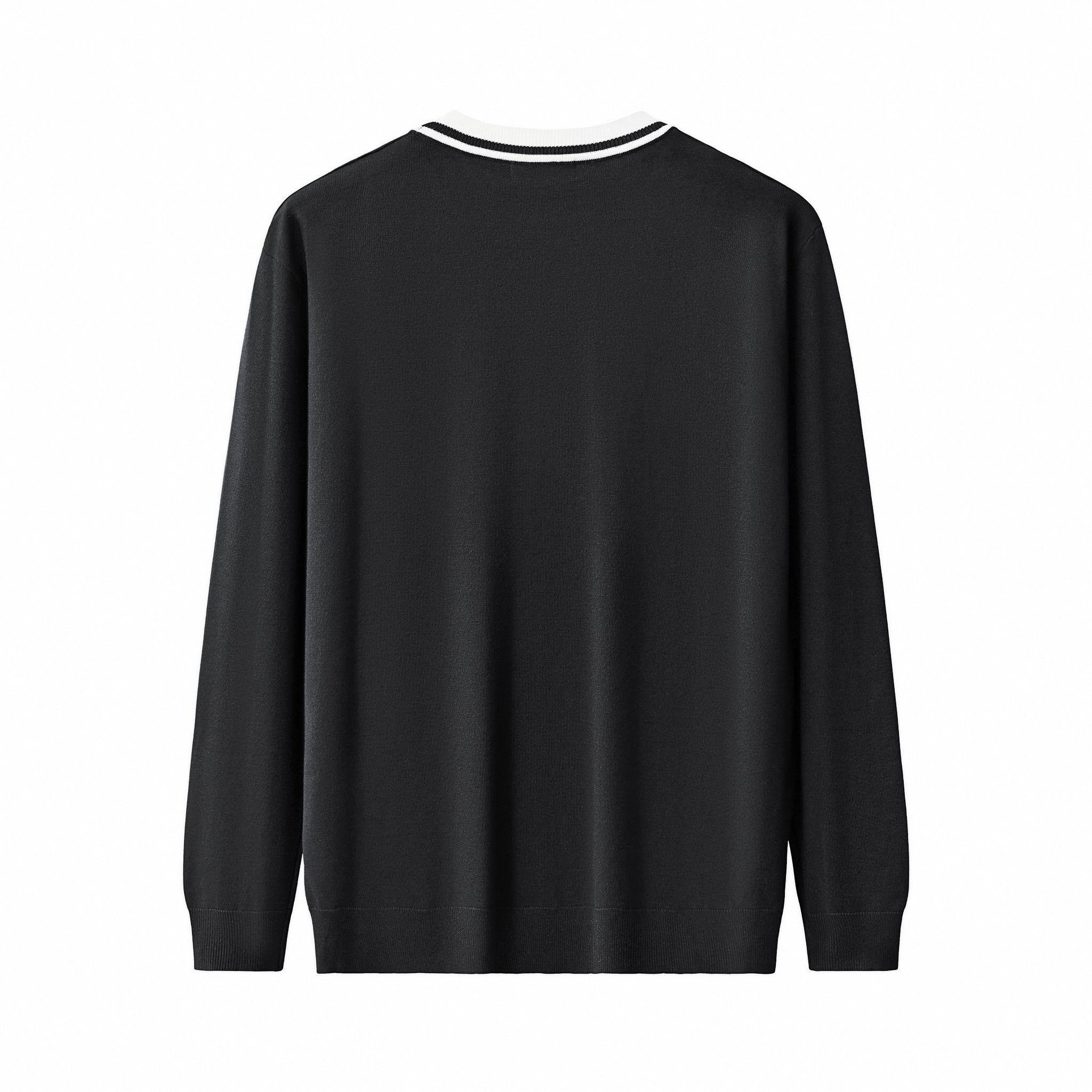 Halo Contrast Collar Knit LS BLACK