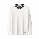 Halo Contrast Collar Knit LS WHITE
