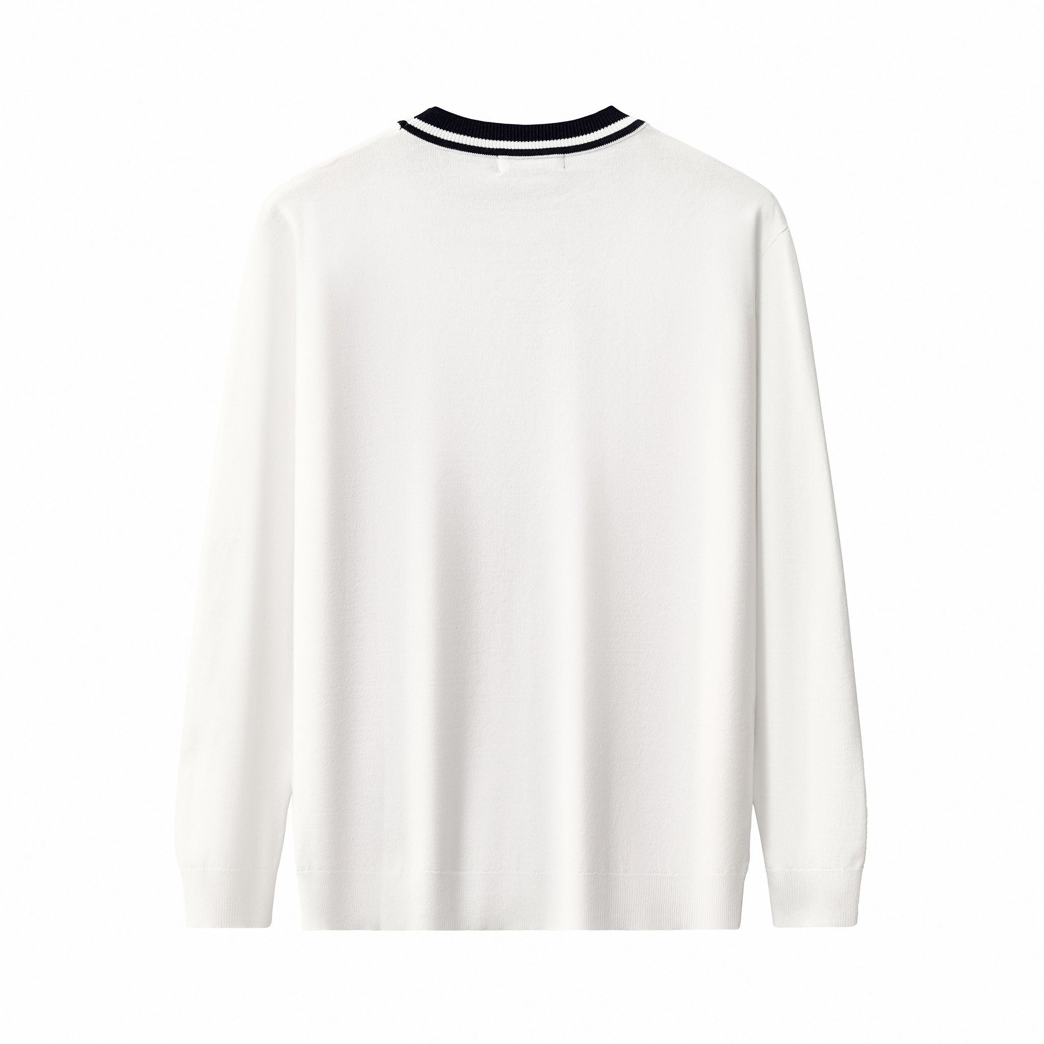 Halo Contrast Collar Knit LS WHITE