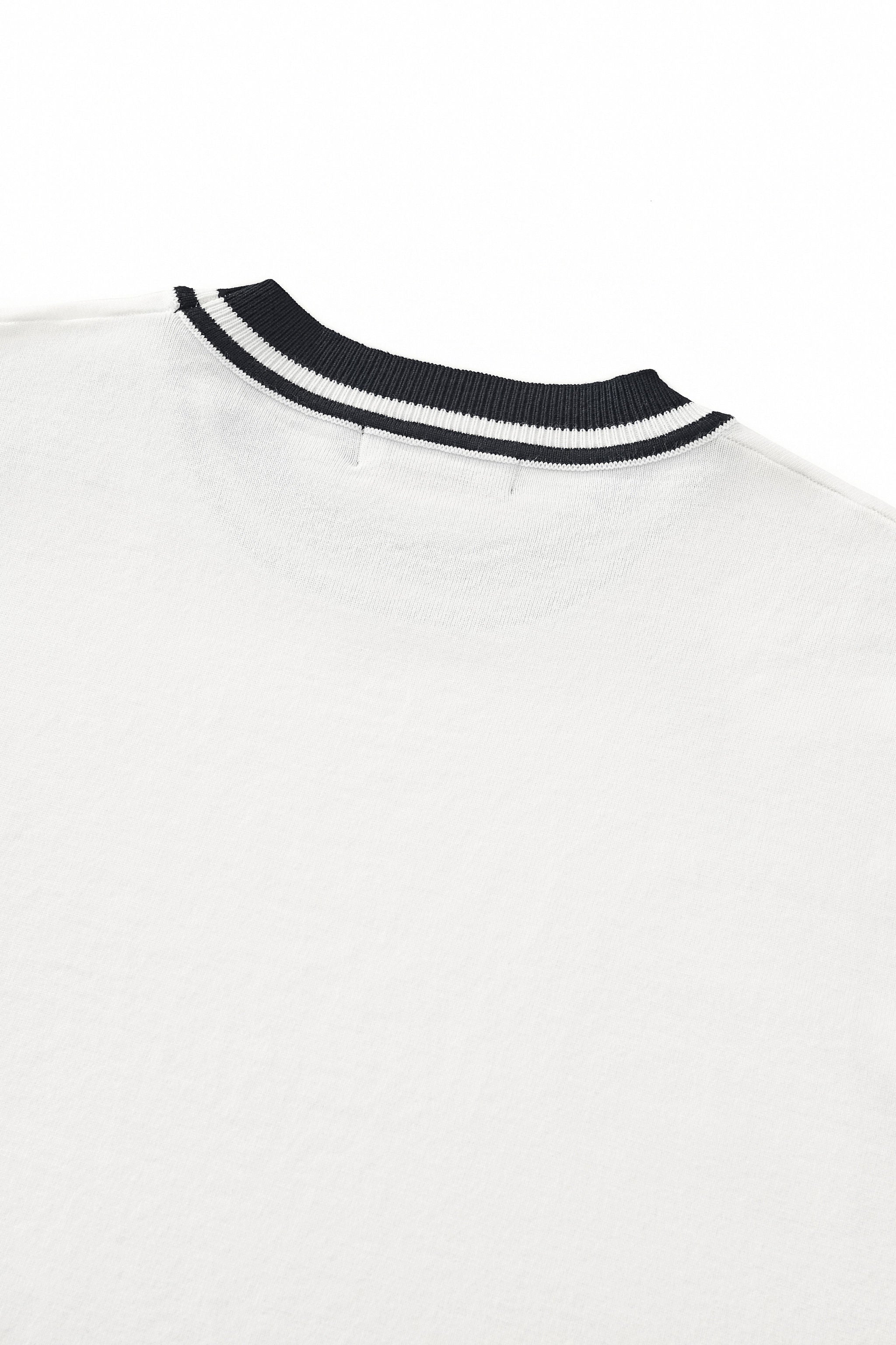 Halo Contrast Collar Knit LS WHITE