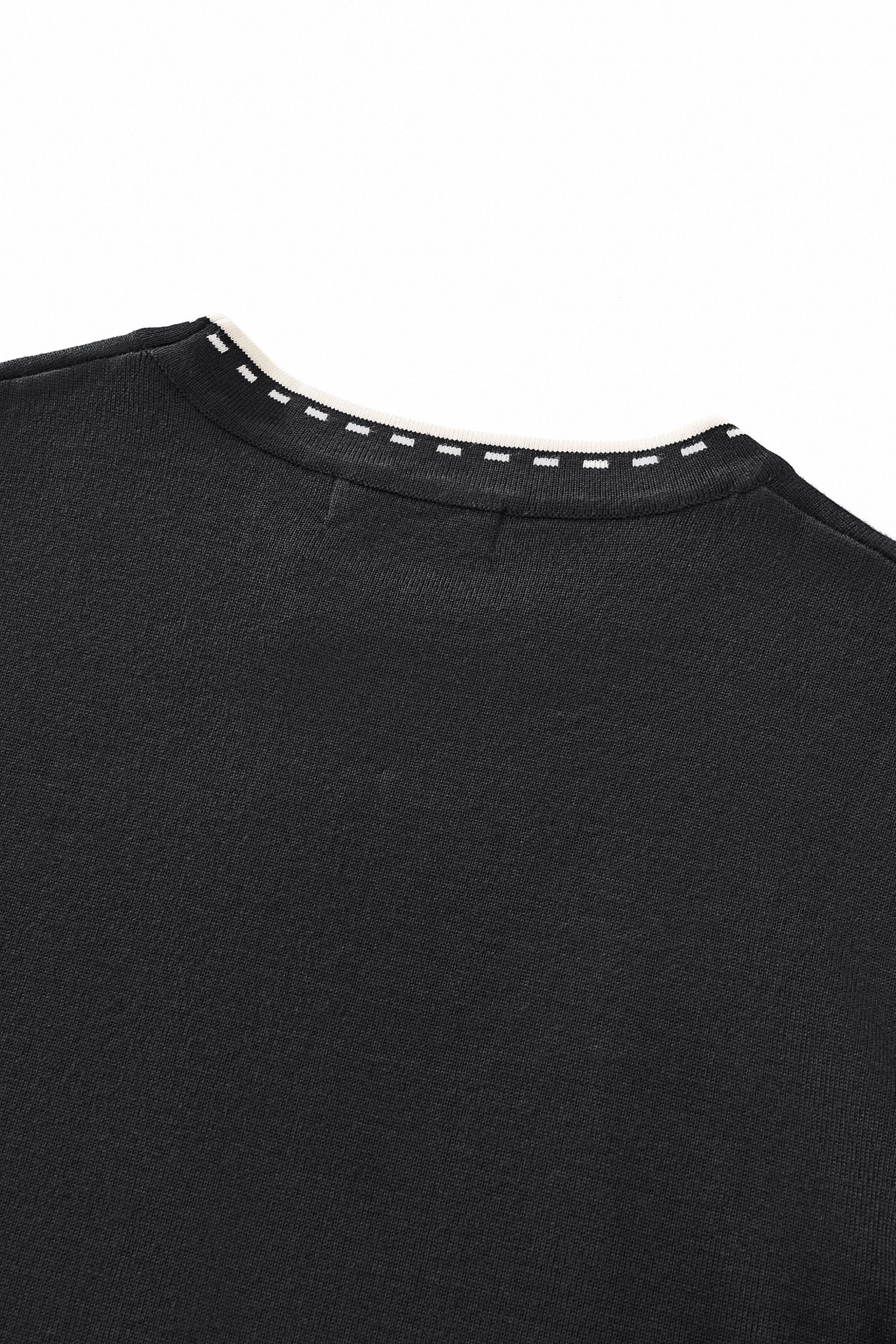 Axis Contrast Stitch Knit LS BLACK
