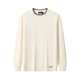 Axis Contrast Stitch Knit LS IVORY