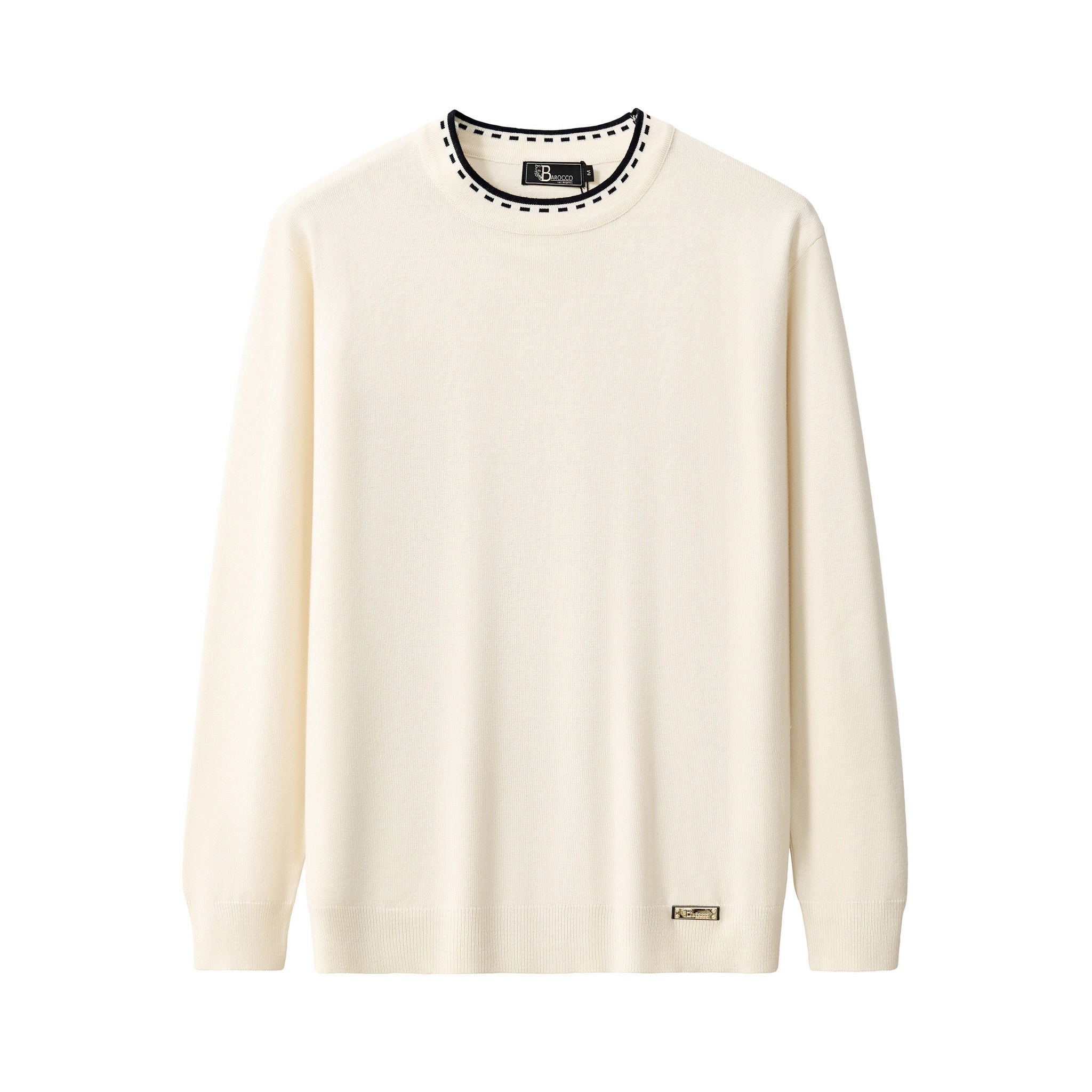 Axis Contrast Stitch Knit LS IVORY