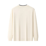 Axis Contrast Stitch Knit LS IVORY