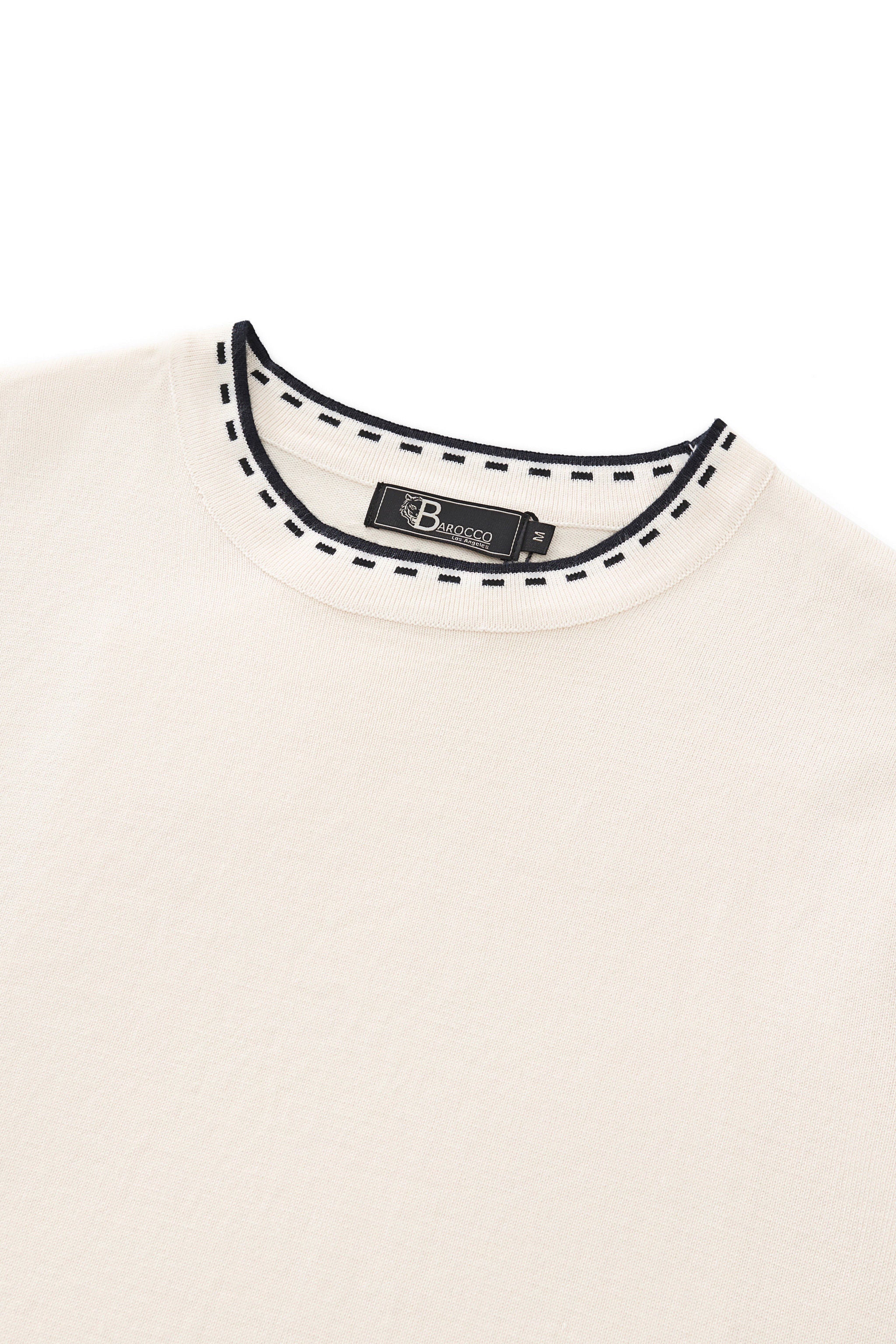 Axis Contrast Stitch Knit LS IVORY