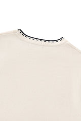 Axis Contrast Stitch Knit LS IVORY