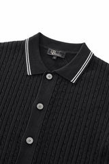 Marquee Cable Knit Cardigan LS BLACK