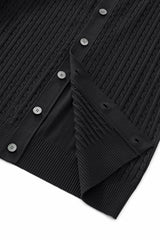 Marquee Cable Knit Cardigan LS BLACK