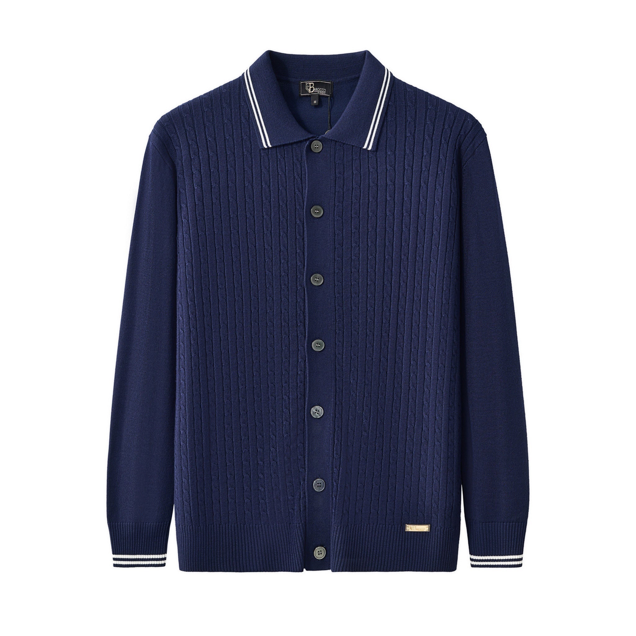 Marquee Cable Knit Cardigan LS NAVY